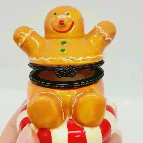 Rare Vintage Ceramic Gingerbread Man Trinket Box Hand Painted - Picture 3 of 10